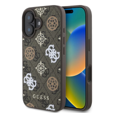 Guess PU 4G Peony MagSafe iPhone 16 Brown tok tok és táska