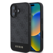 Guess PU 4G Stripe Apple iPhone 16 (6.1) hátlapvédő tok szürke (GUHCP16SG4GLGR) tok és táska