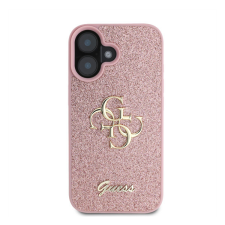 Guess PU Fixed Glitter 4G Metal Logo Apple iPhone 16 hátlap tok, rózsaszín tok és táska