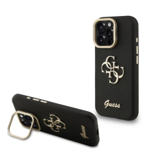 Guess PU Grained 4G Logo tok kitámasztóval Apple iPhone 16 Pro Max fekete tok és táska