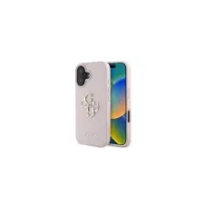 Guess PU Grained 4G Metal Logo Apple iPhone 16 hátlap tok, rózsaszín tok és táska