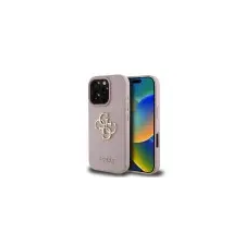Guess PU Grained 4G Metal Logo iPhone 16 Pro rózsaszín tok tok és táska