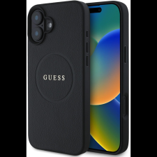 Guess PU Grained Classic Logo iPhone 16 MagSafe fekete tok (GUHMP16SPGHSMMK) tok és táska