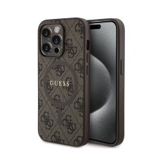 Guess PU Leather 4G Colored Ring MagSafe Case for iPhone 14 Pro barna (GUHMP14LG4GFRW) tok és táska
