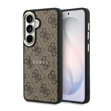 Guess PU Leather 4G Gold Frame Samsung Galaxy S26 mágneses tok, barna tok és táska