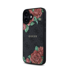 Guess PU Leather 4G Roses iPhone 16 MagSafe műbőr tok, fekete-rózsa tok és táska