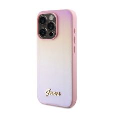 Guess PU Leather Iridescent Metal Script iPhone 15 Pro Max tok, rózsaszín tok és táska