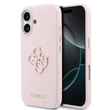 Guess PU Resin Logo Apple iPhone 17 tok kameravédő peremmel, rózsaszín-arany tok és táska