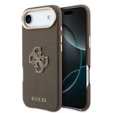 Guess PU Resin Logo Apple iPhone Air (2025) tok kameravédő peremmel, barna-arany tok és táska