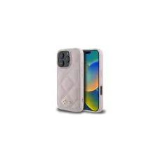 Guess Quiled Metal Logo iPhone 16 kemény hátlap tok, rózsaszín GUHCP16SPSQSQSP tok és táska
