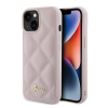Guess Quilted Metal Logo Apple iPhone 15 hátlap tok, rózsaszín