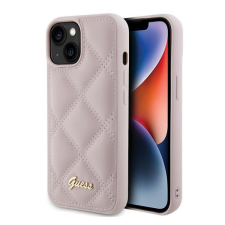 Guess Quilted Metal Logo Apple iPhone 15 hátlap tok, rózsaszín tok és táska