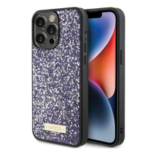 Guess Rhinestone Metal Logo Apple iPhone 15 Pro hátlap tok, lila tok és táska
