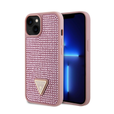 Guess Rhinestones Triangle Metal Logo Case for iPhone 15 rózsaszín (GUHCP15SHDGTPP) tok és táska