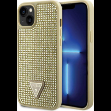 Guess Rhinestones Triangle Metal Logo iPhone 14 aranyszín tok (GUE2596) tok és táska