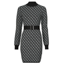 Guess Rövid ruhák LISE 4G LS BELTED DRESS SWTR Fekete EU S női ruha