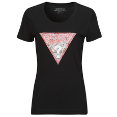 Guess Rövid ujjú pólók RN SATIN TRIANGLE Fekete EU XS