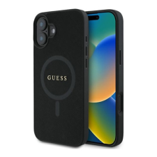 Guess Saffiano Classic Logo iPhone 16 MagSafe hátlap tok, fekete GUHMP16SPSAHMCK tok és táska