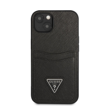 Guess Saffiano Double Card Apple iPhone 13 mini bőr hátlap tok, fekete tok és táska