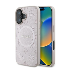 Guess Saffiano Peony Classic Logo Apple iPhone 16 Plus hátlap tok, rózsaszín GUHMP16MPSAPSMEP tok és táska