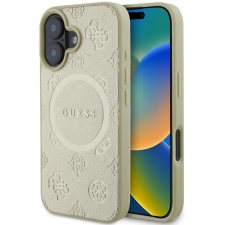Guess Saffiano Peony Stamp iPhone 16 MagSafe aranyszínű tok (GUHMP16SPSAPSMED) tok és táska