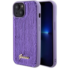 Guess Sequin Script Logo hátlaptok iPhone 15 lila mobiltelefon kellék