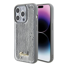 Guess Sequin Script Metal Apple iPhone 15 Pro hátlap tok, ezüst tok és táska