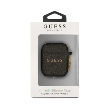 Guess Silicone Apple AirPods 1/2 tok, fekete fülhallgató, fejhallgató tok