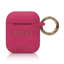 Guess Silicone Glitter Apple AirPods 1/2tok, lila (csillámos) fülhallgató, fejhallgató tok
