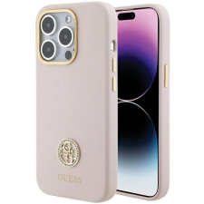 Guess Silicone Logo Strass tok iPhone 15 Pro - világos rózsaszín tok és táska