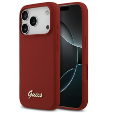 Guess Silicone Script Metal Logo Apple iPhone 17 Pro MagSafe tok, magenta tok és táska