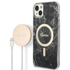 Guess tok+ töltő iPhone 14 6,1&quot; fekete Márvány MagSafe keménytok tok és táska