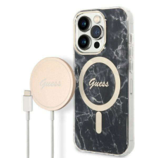 Guess tok+ töltő iPhone 14 Pro 6,1" fekete Márvány MagSafe keménytok tok és táska