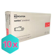  Gumikesztyű Mercator Santex latex PÚDERES "L" 100db/doboz KARTON - 10 doboz