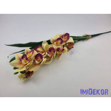 Gumis mű cymbidium orchidea levéllel 54cm - Krém dekorációs kellék