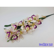  Gumis mű cymbidium orchidea levéllel 54cm - Krém Foltos dekorációs kellék