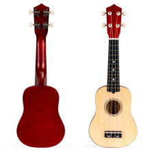 Gyerek fa ukulele 4 nejlon húrral, barna - ECOTOYS játékhangszer