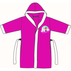  Gyerek köntös - mikroszálas kapucnis - Jégvarázs 110-116 - Pink-fehér