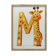 GYERMEK PLAKÁTZSIRÁF M BETŰVEL ARANY ALUMÍNIUM KERETBEN 40x50 CM grafika, keretezett kép