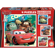  Gyermek puzzle Cars 2 - 4 az 1-ben készlet társasjáték