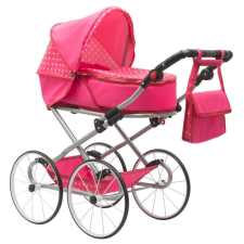  Gyermek Retro babakocsi babáknak 2az1-ben New Baby Anetka rózsaszín pöttyös babakocsi