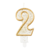 Gyertya & Decor Fehér alapon aranyozott színű 2-es számgyertya