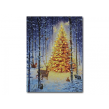 Gyertya &amp; Decor Ledes falikép karácsonyfa az erdőben grafika, keretezett kép