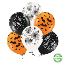 Gyertya &amp; Decor Lufi, narancssárga és fekete, halloween mintákkal party kellék