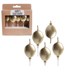  Gyertya léggömb alakú arany/ezüst 5 db/csomag party kellék