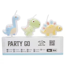  Gyertya szett, 3 db-os, dino, 8 cm party kellék