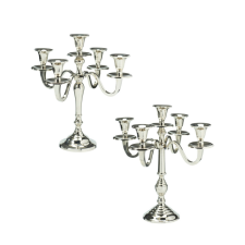  Gyertyatartó alu 5 ágú ezüst M30cm dekorációs kellék