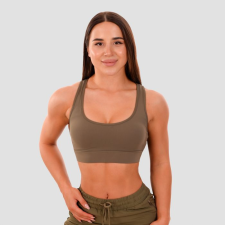 GymBeam Mesh Panel Sport Bra olive női edzőruha