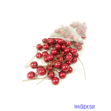  Gyöngyházas drótos 1,5cm bogyó kb 75db/csomag - Bordó dekorációs kellék