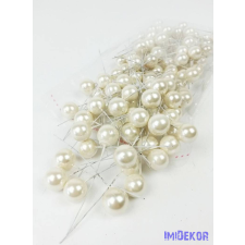  Gyöngyházas drótos 1,5cm bogyó kb 75db/csomag - Törtfehér dekorációs kellék